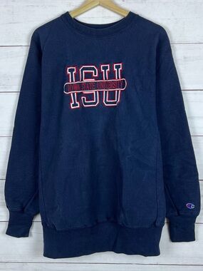 Vintage Champion Reverse Weave Iowa State Sweatshirt Navy XL Embroidered USA 90s